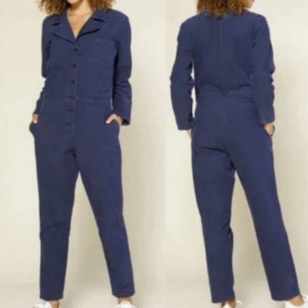 Outerknown S.E.A. Linen Organic Cotton Blue Utility Jumpsuit Coveralls Size S​